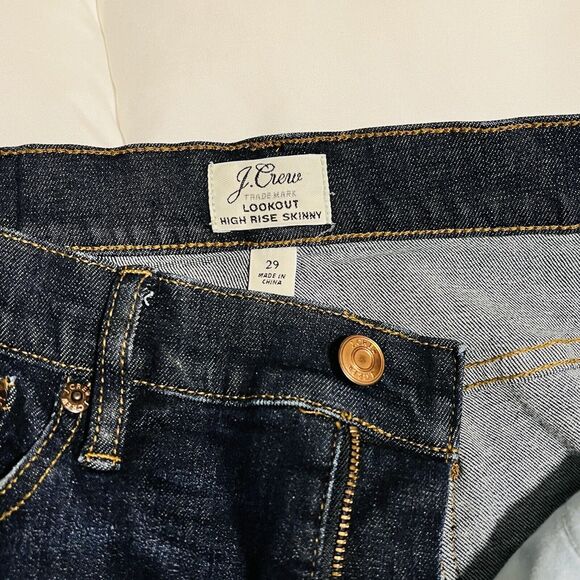 J.Crew Lookout High Rise Skinny Jeans Dark Wash Size 28x29 - Picture 5 of 9